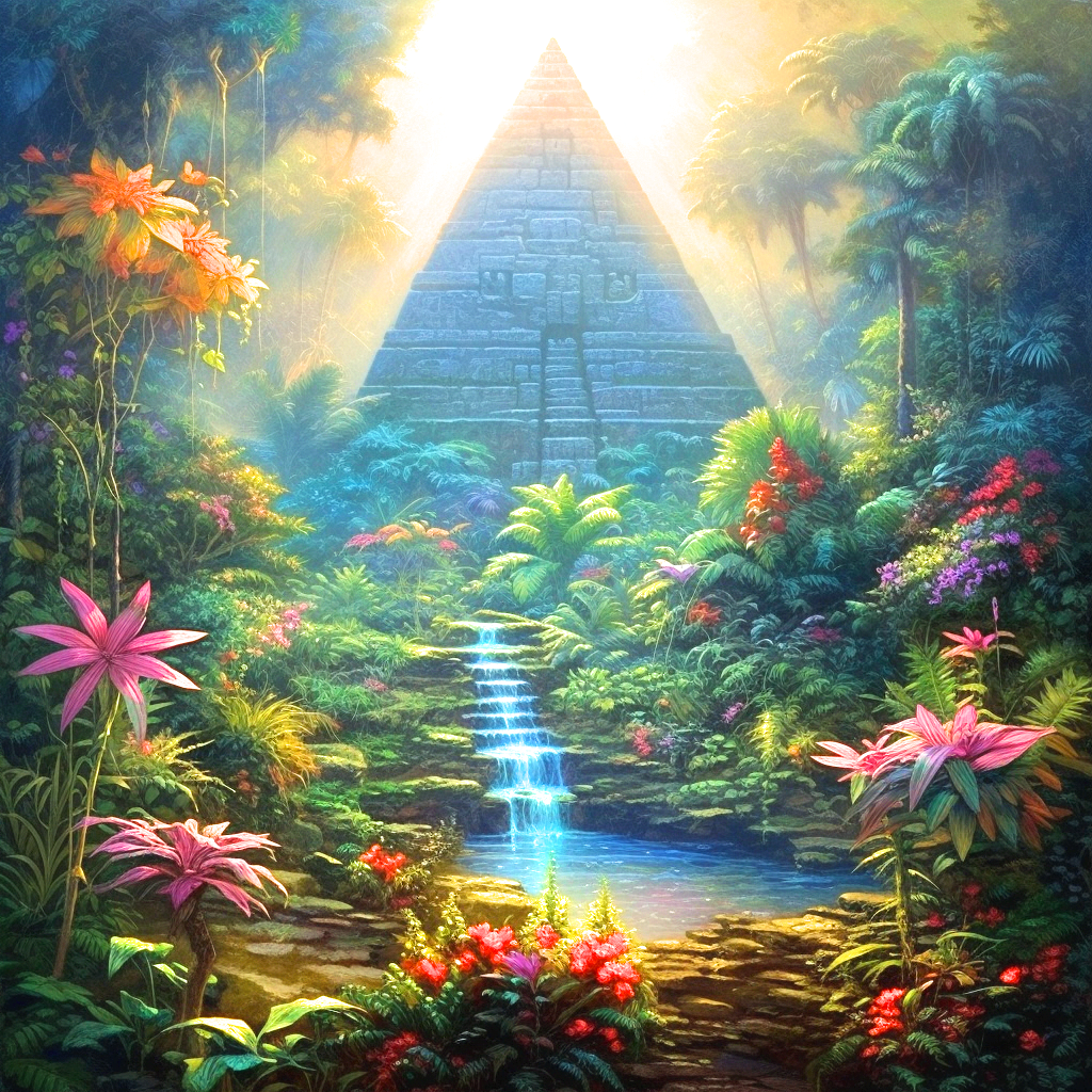 Aztec Pyramid Waterfalls Diamond Art Kit