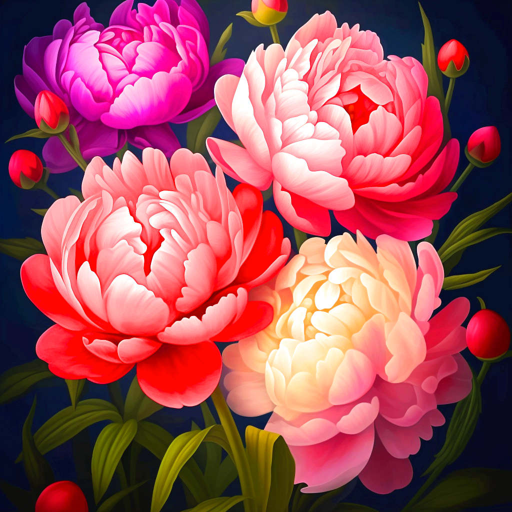 Colorful Peonies Diamond Art Kit