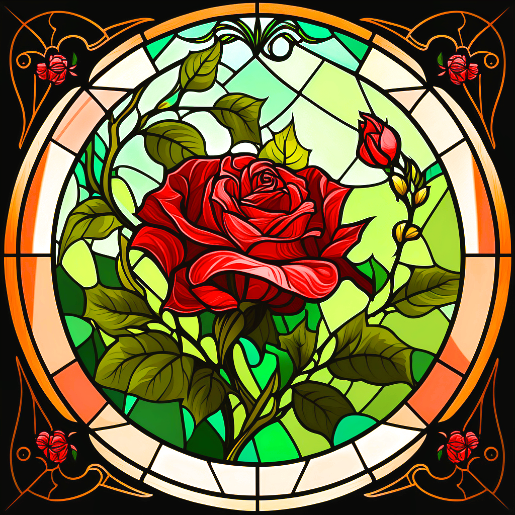 Red Rose Circle Abstract Panel Diamond Art Kit