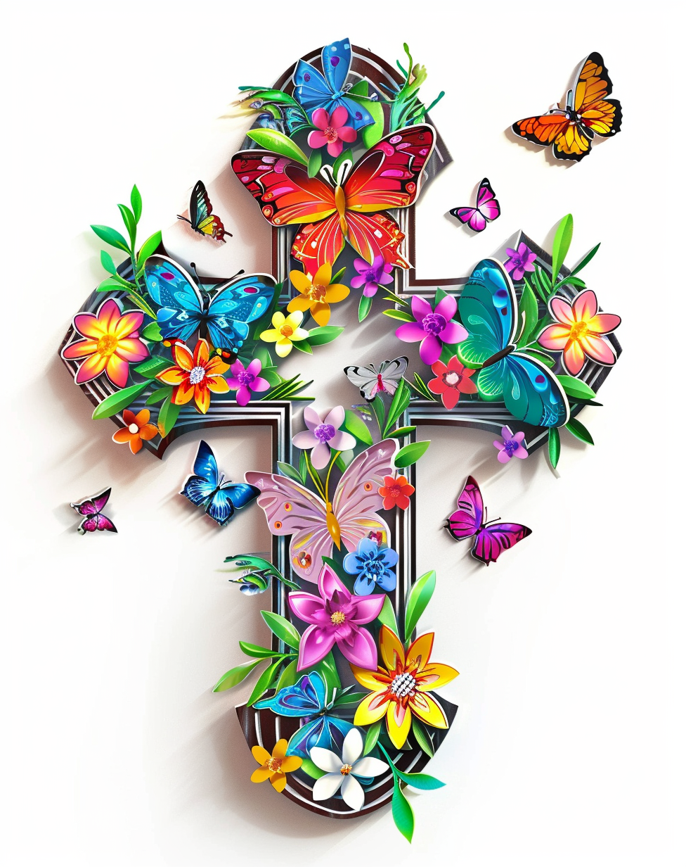 Colorful Butterfly Cross Diamond Art Kit