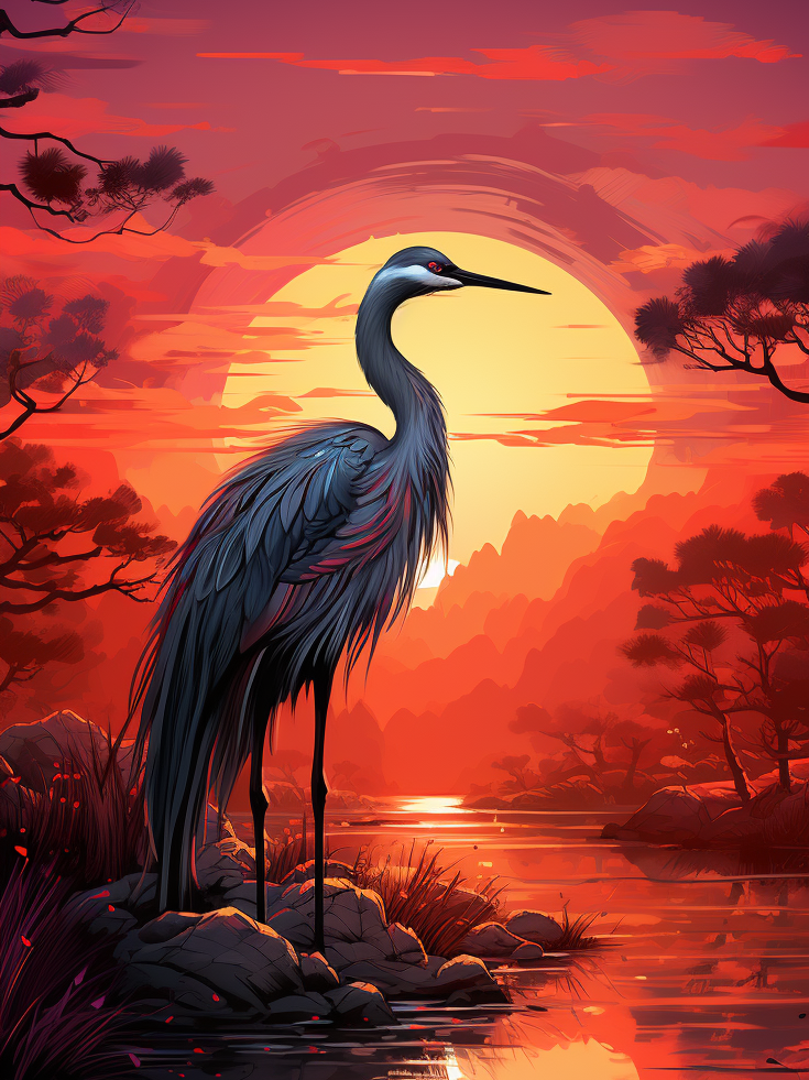 Sunset Crane Diamond Art Kit