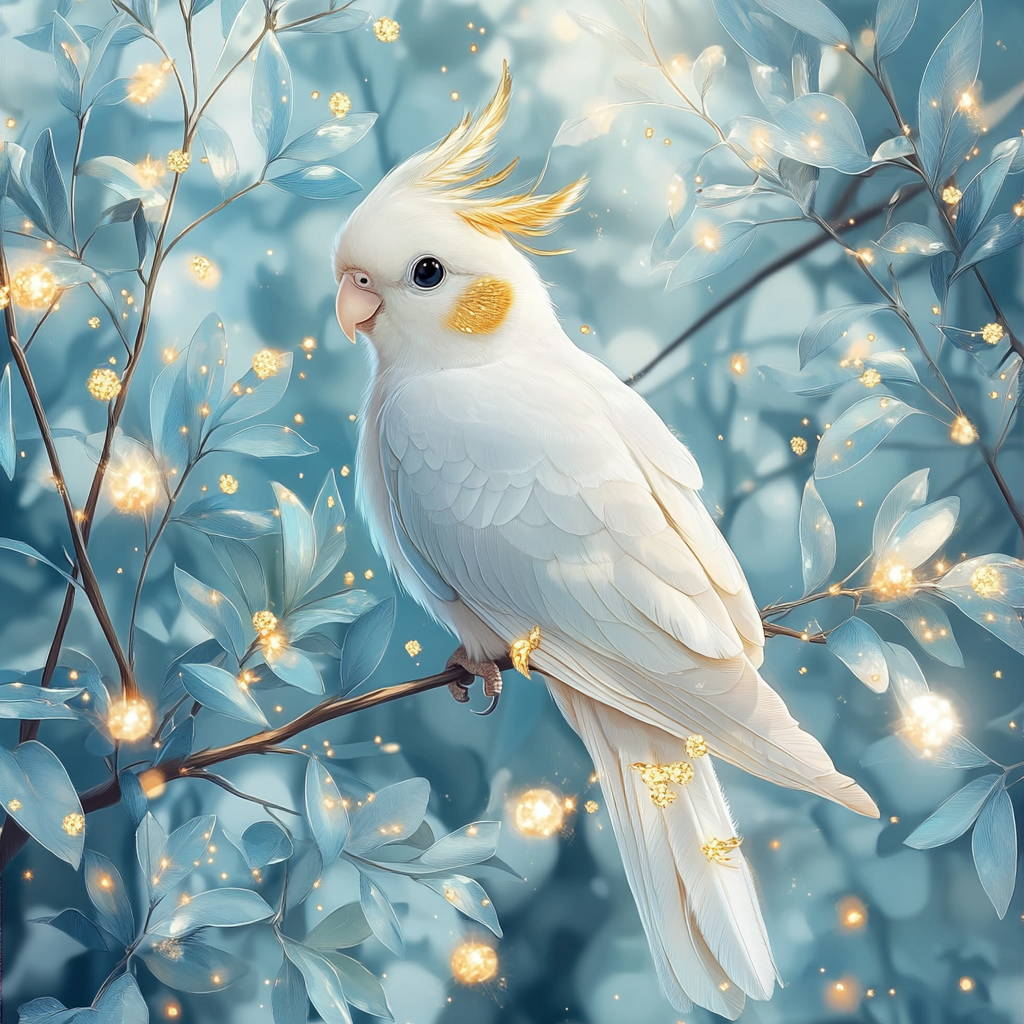 Shining Lights White Cockatiel Diamond Art Kit