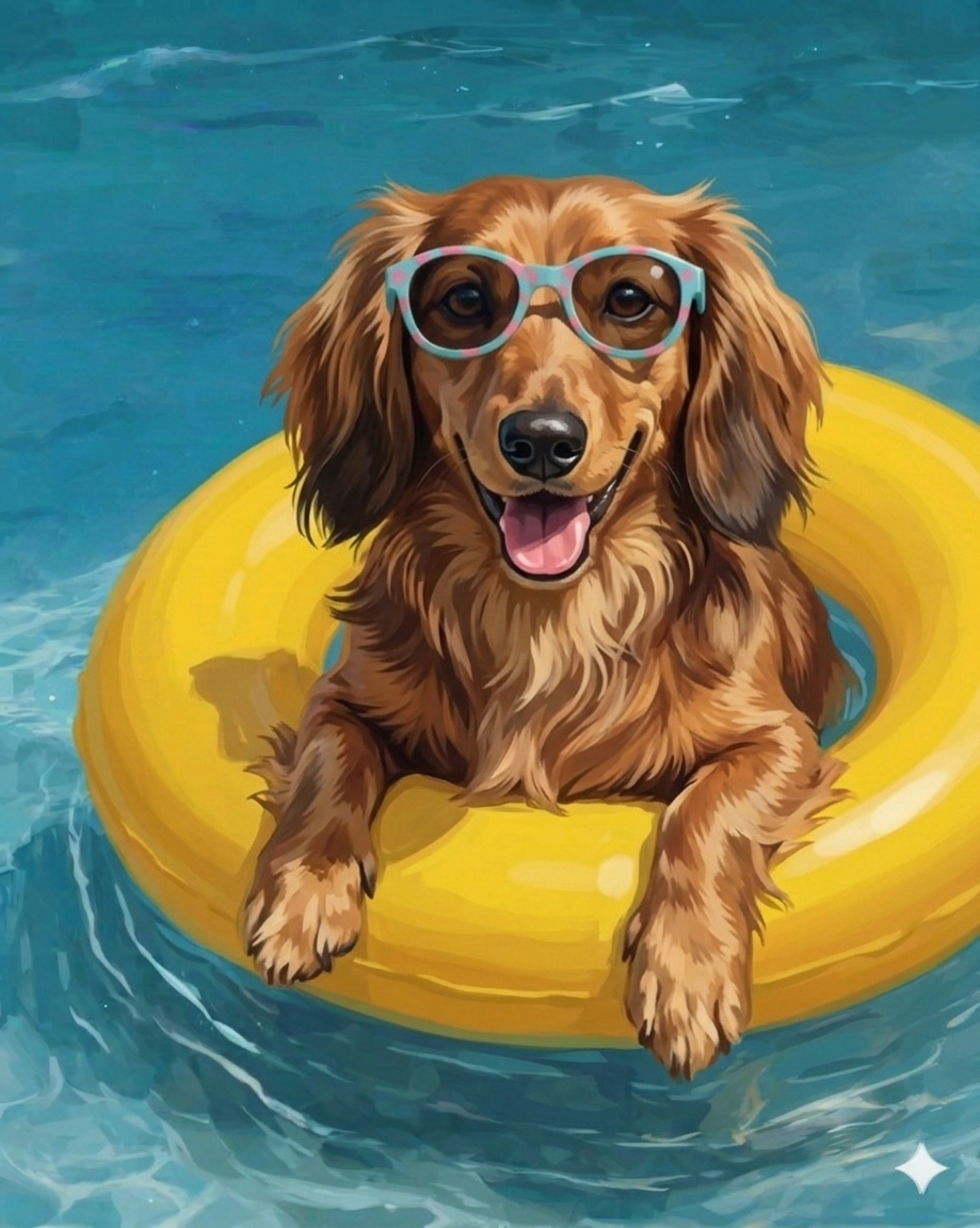 Hello Summer Long Hair Dachshund Diamond Art Kit