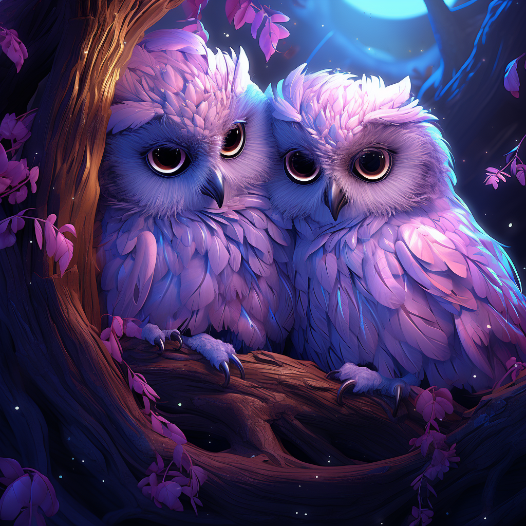 Two White Cuddling Owls Diamond Art Kit