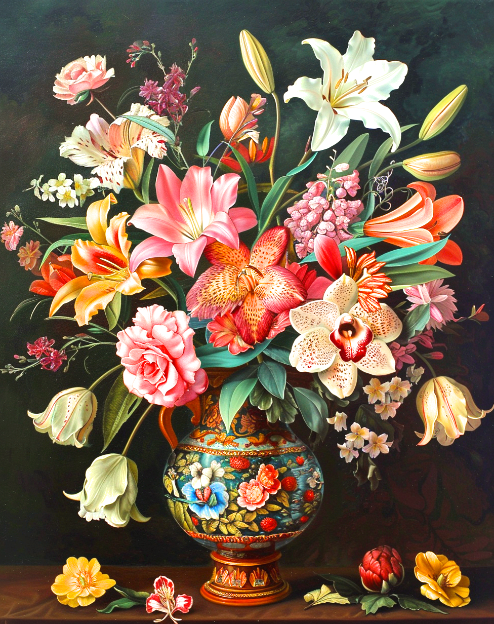 Exotic Flower Vase Diamond Art Kit