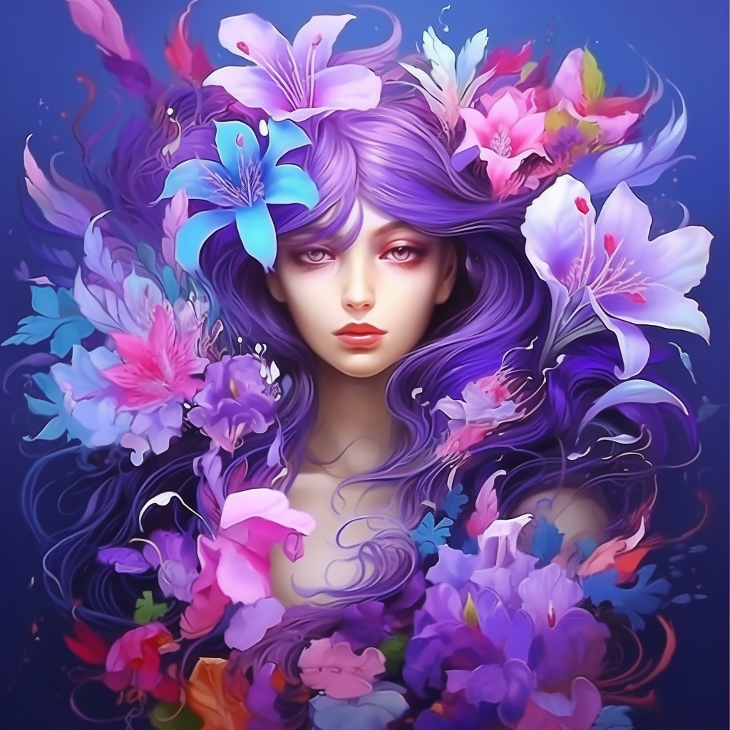Purple Hair Lily Girl Diamond Art Kit