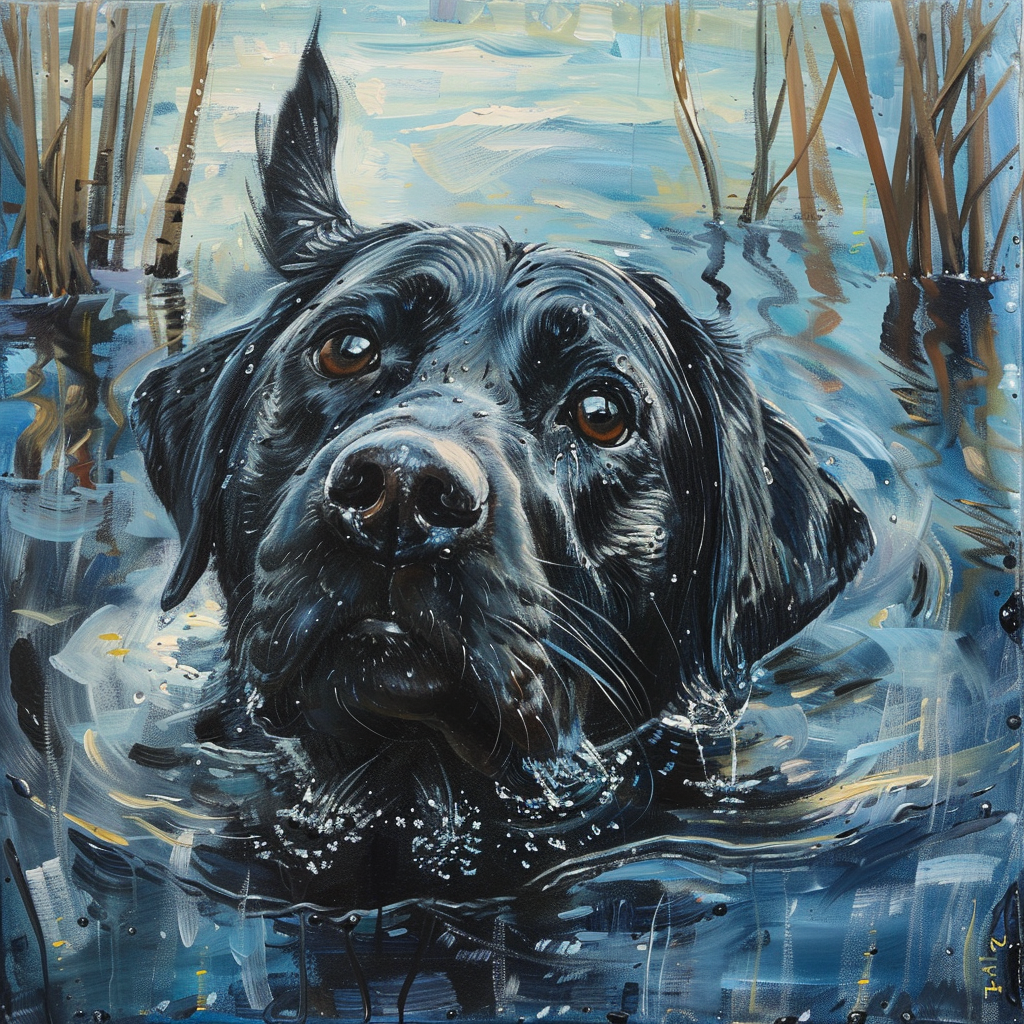 Swimming Black Lab Diamond Art Kit