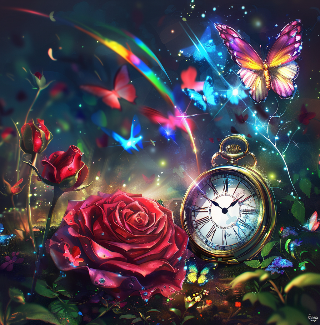 Red Rose Pocket Watch Diamond Art Kit