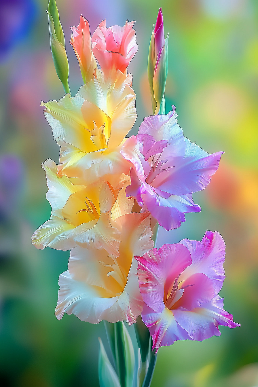 Rainbow Gladiolas Diamond Art Kit