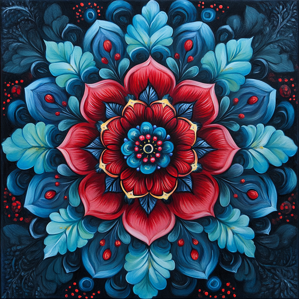 Shades Of Red And Blue Mandala Diamond Art Kit