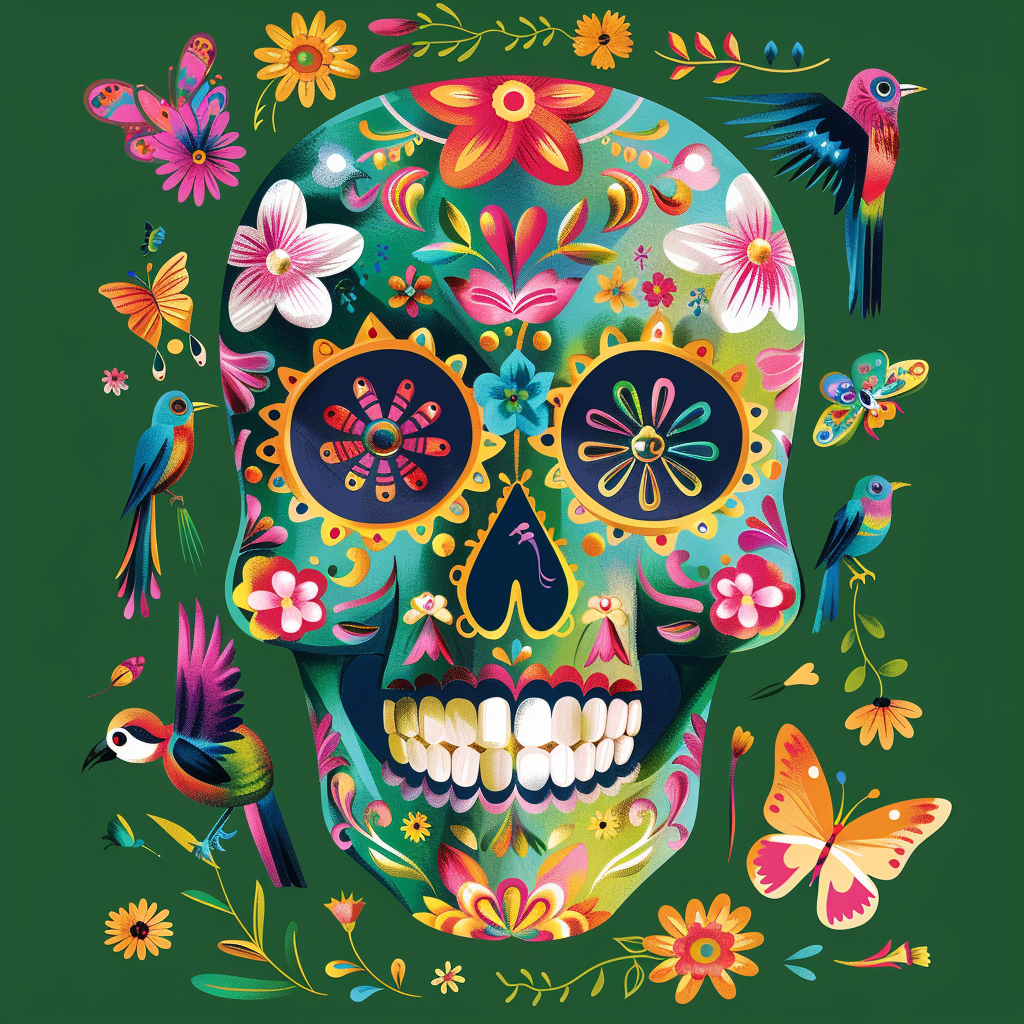 Bird Butterflies Flower Skull Diamond Art Kit