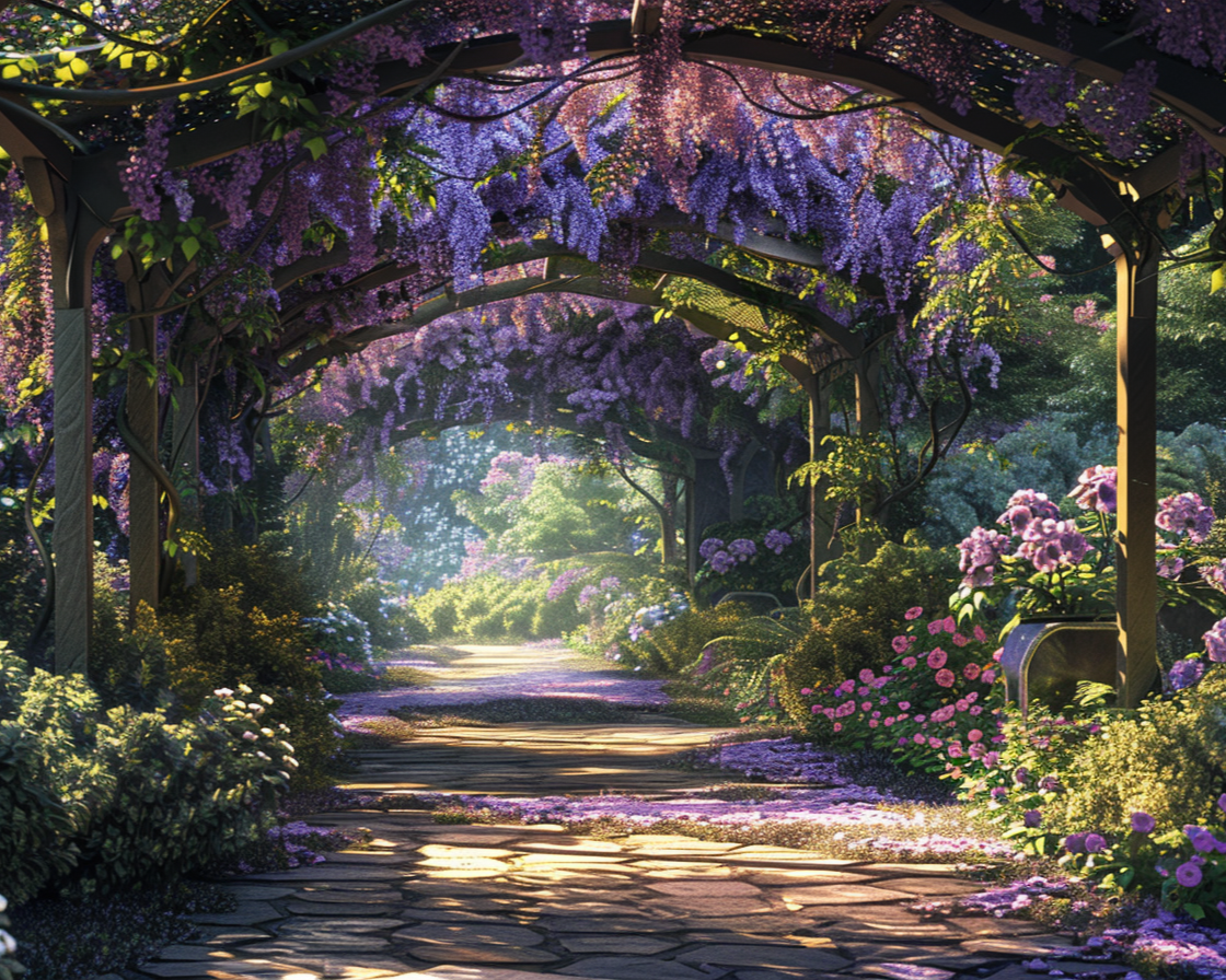 Purple Wisteria Arches Diamond Art Kit