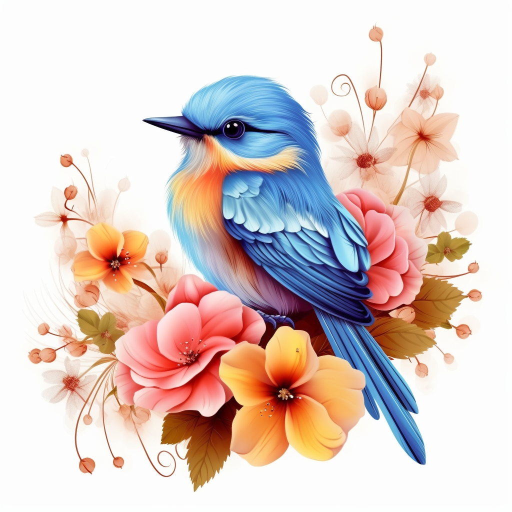 Bluebird In The Flowers Diamond Art Kit