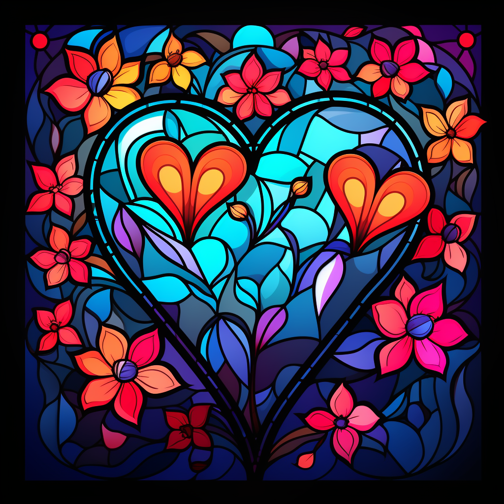 Flowers And Hearts Abstract Diamond Art Kit