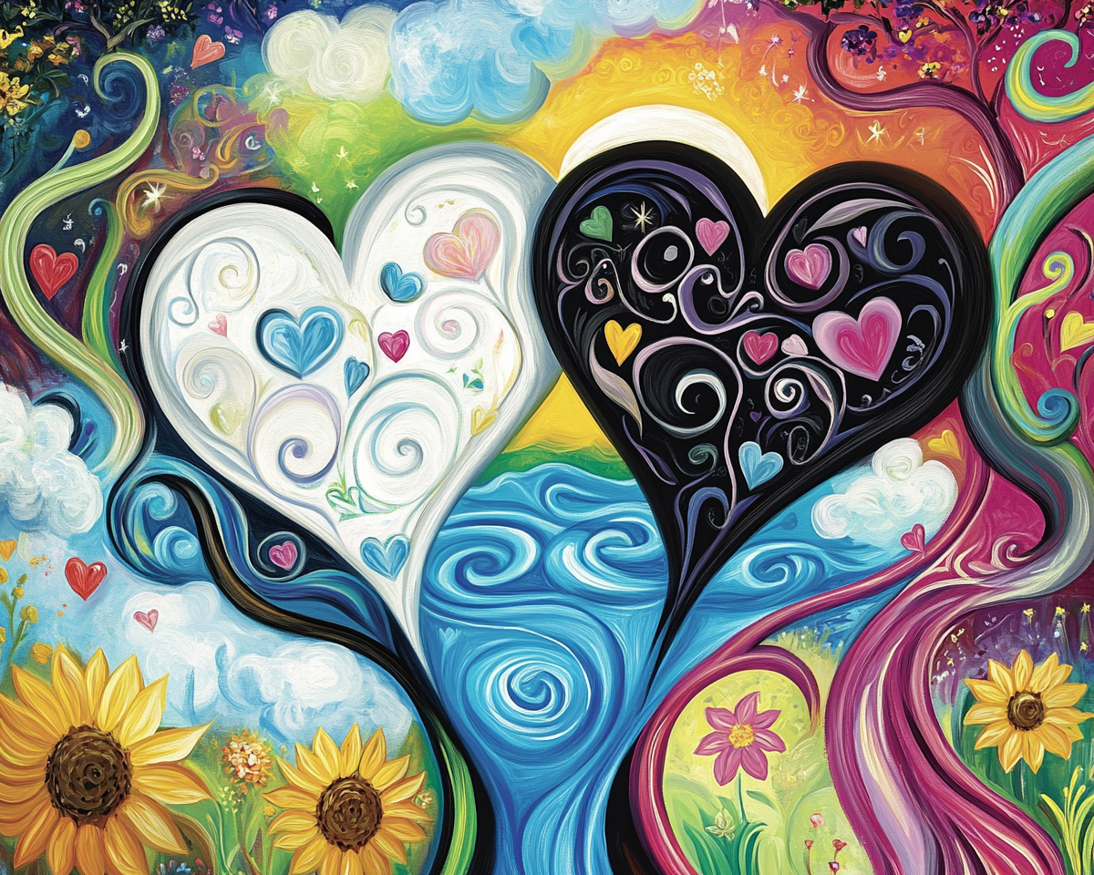 Blackandwhite Hearts Water Diamond Art Kit