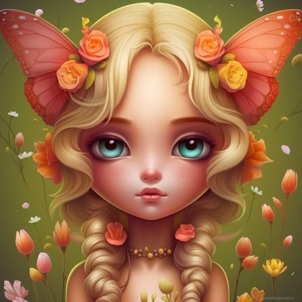 Golden Hair Butterfly Wing Girl Diamond Art Kit