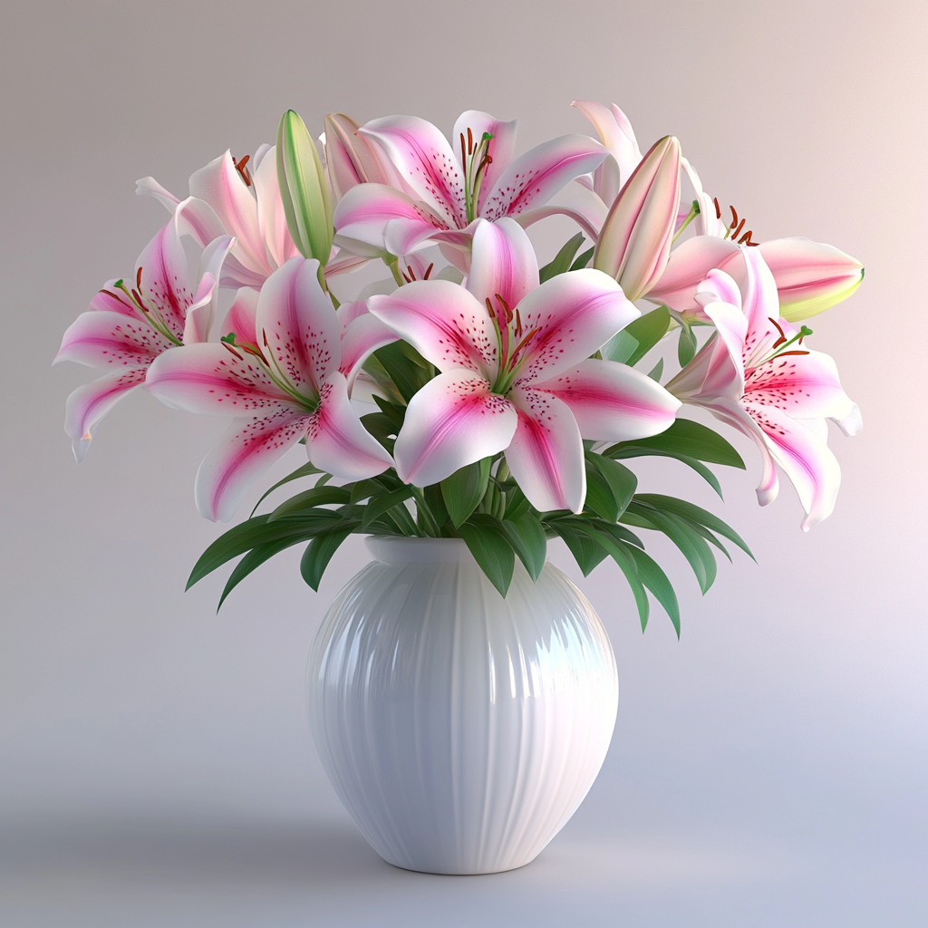 White Vase Of Lilies Diamond Art Kit