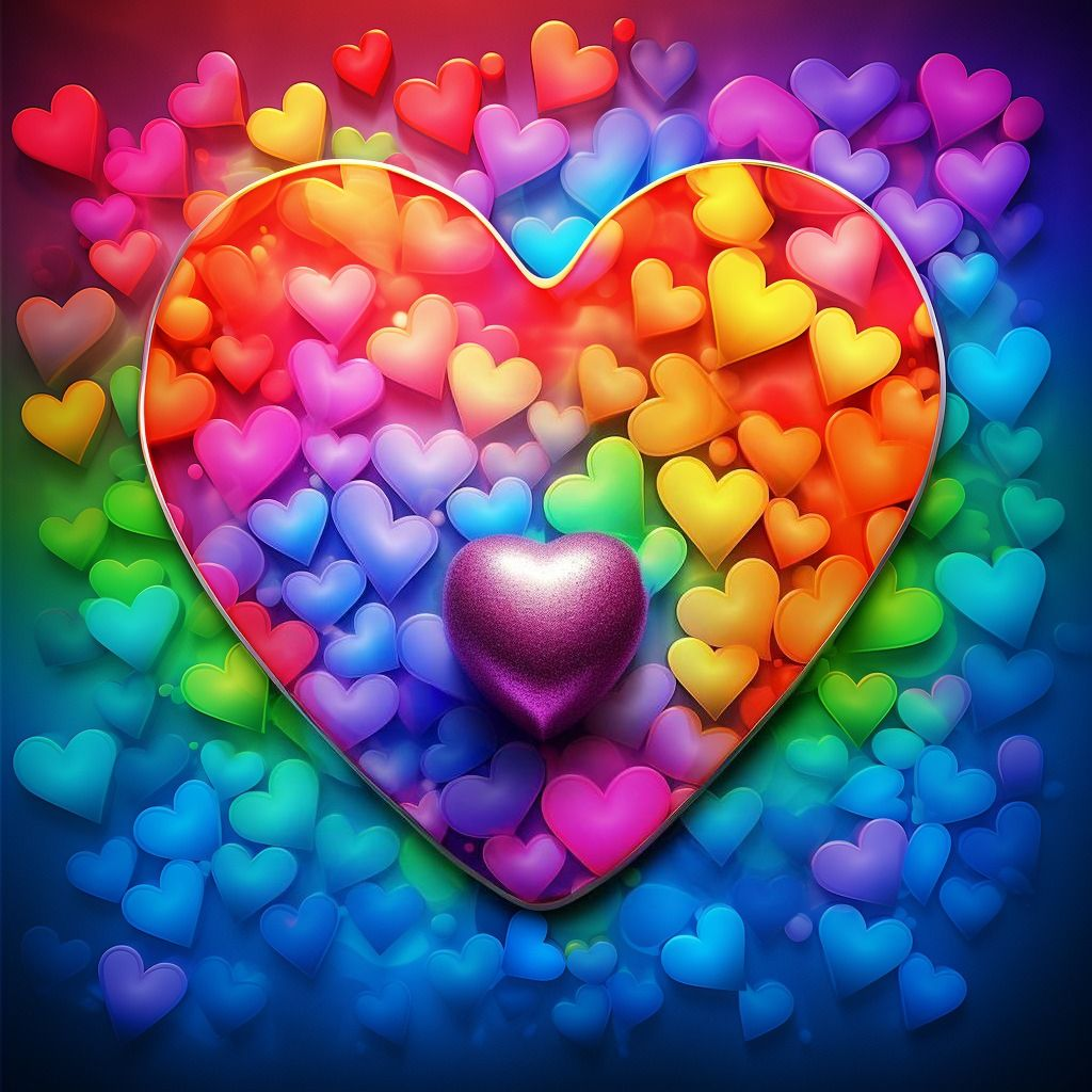 Rainbow Hearts In A Heart Diamond Art Kit