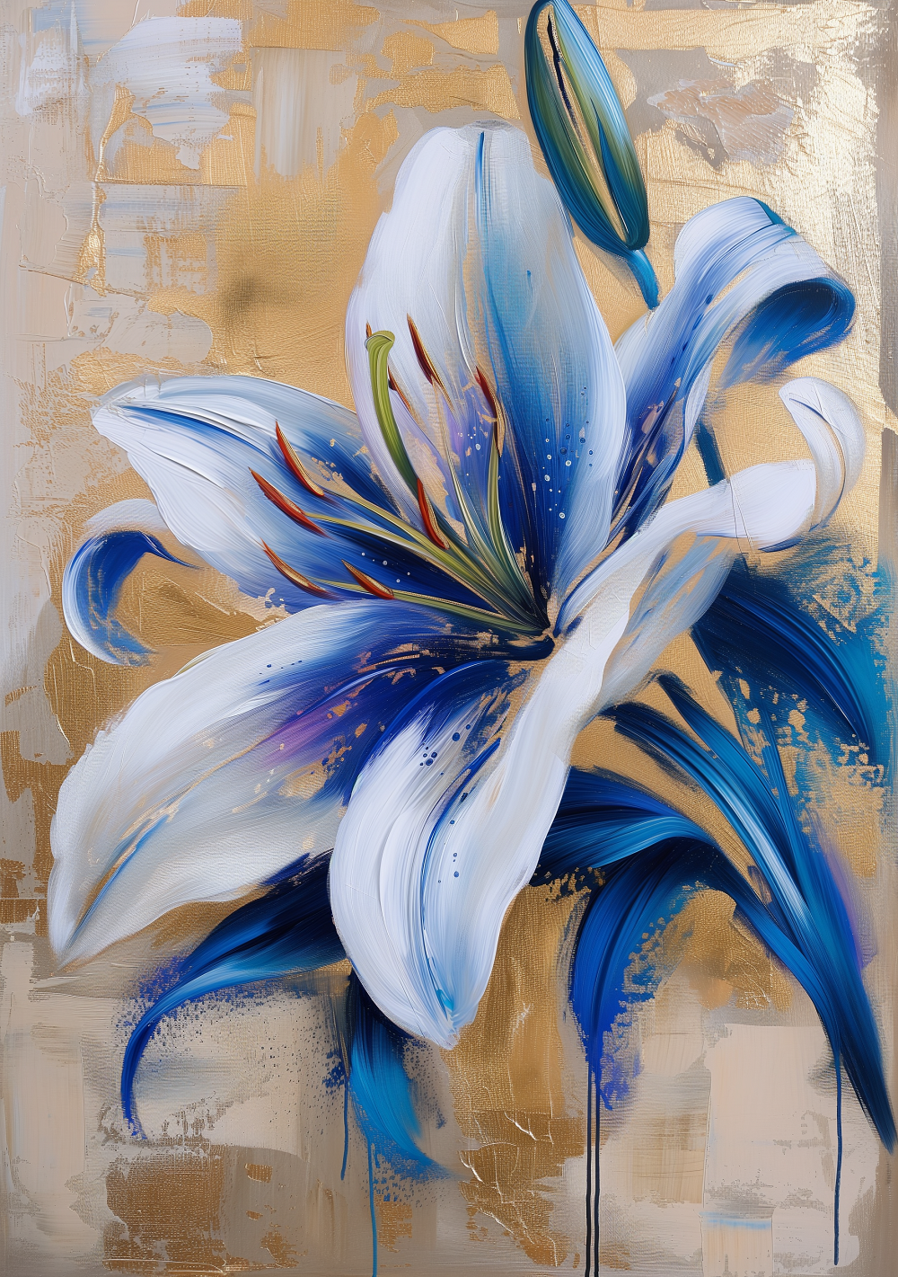 Blue White Lily Diamond Art Kit