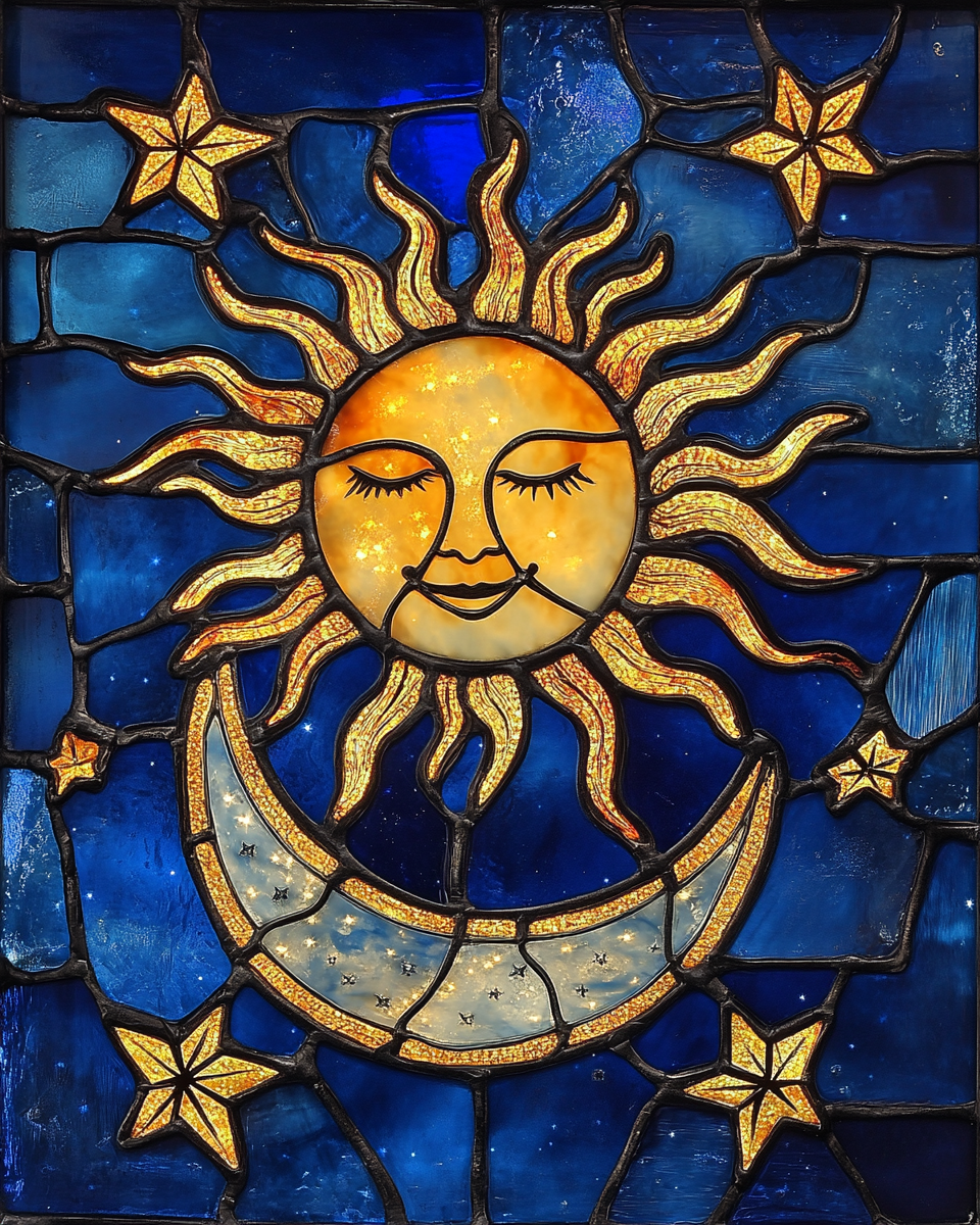 Six Star Crescent Moon And Sun Abstract Diamond Art Kit