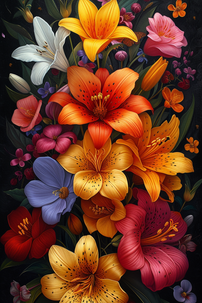 Floral Tapestry Lilies Diamond Art Kit
