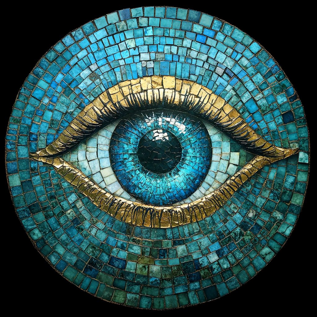 Teal Gold Round Mosaic Eye Diamond Art Kit