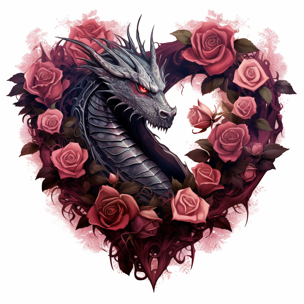 Pink Rose Heart Dragon Diamond Art Kit
