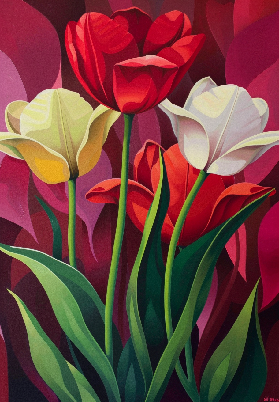 Red White Yellow Tulips Diamond Art Kit