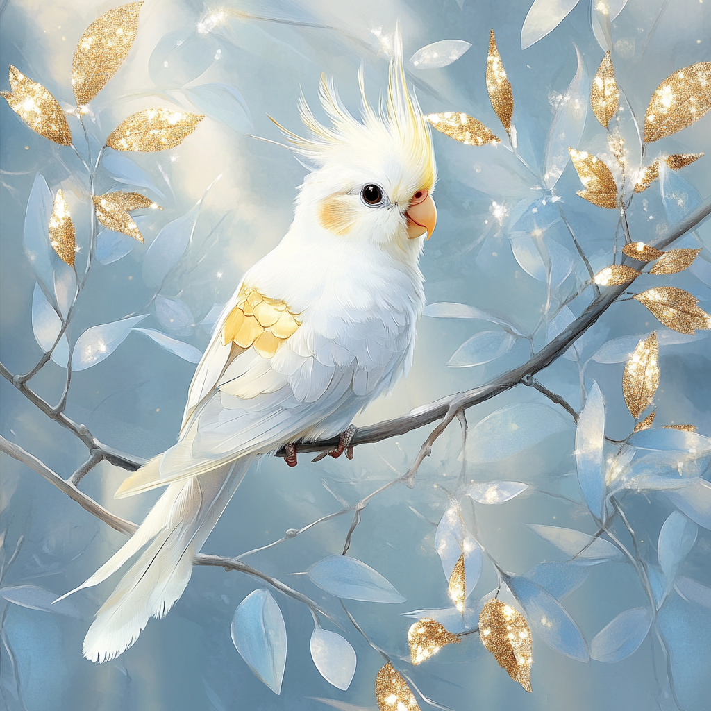 Gold Leaf Cockatiel Diamond Art Kit