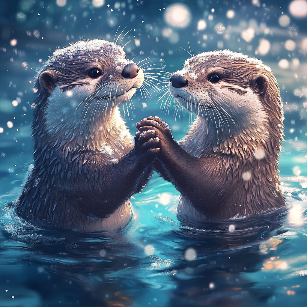 Otters In The Snow Diamond Art Kit