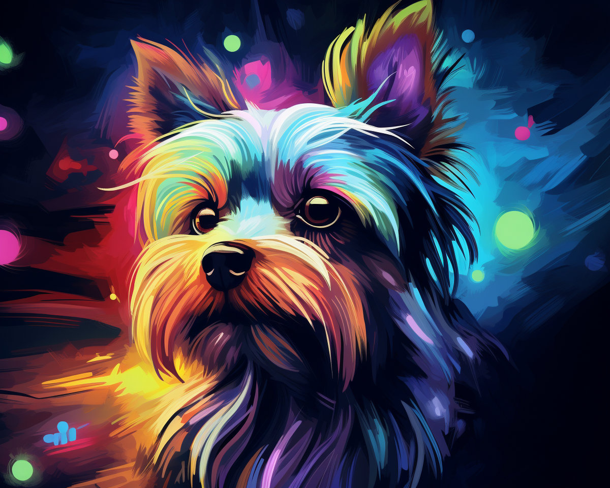 Bright Colored Yorkie Diamond Art Kit