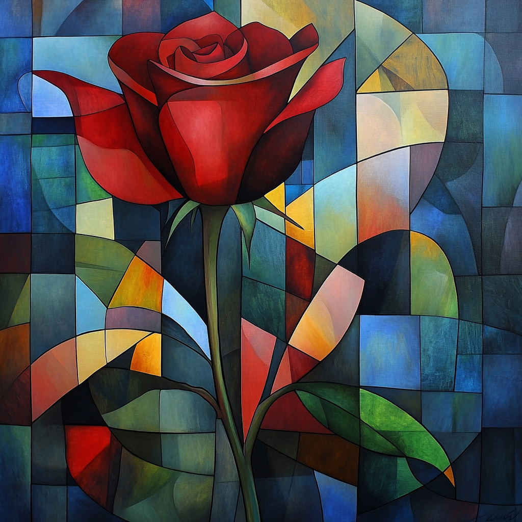 Red Rose And Shapes Diamond Art Kit
