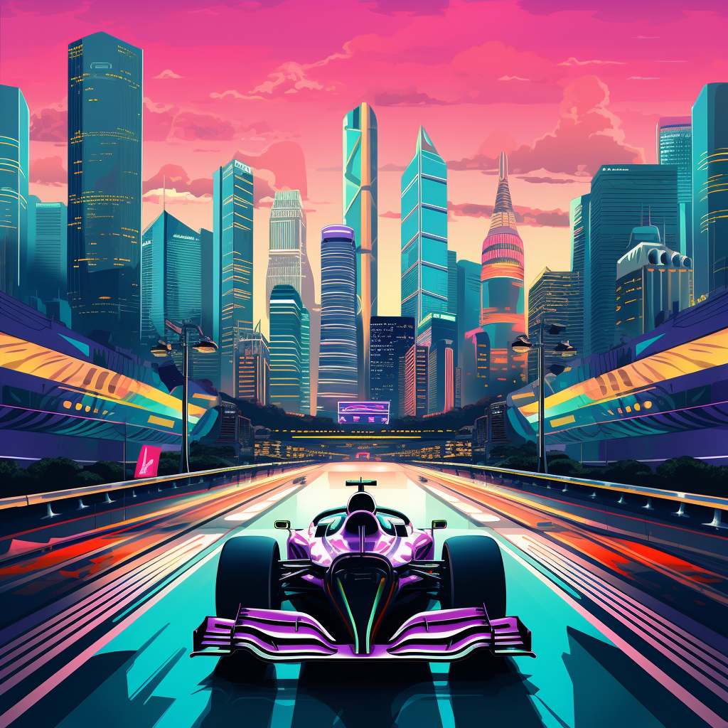 Purple Race Car City Diamond Art Kit