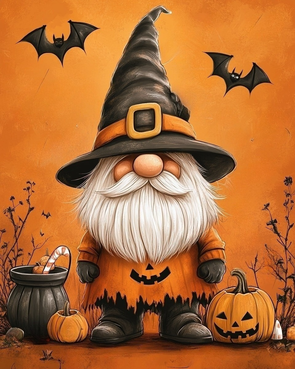 Bats And Halloween Gnome Diamond Art Kit