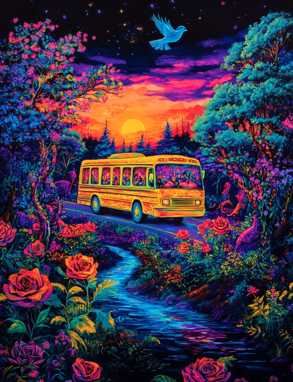 Bright Flower Bus Diamond Art Kit