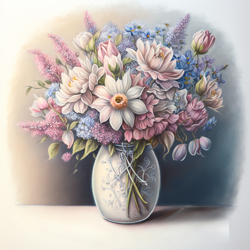 Glass Jar Pastel Flowers Diamond Art Kit
