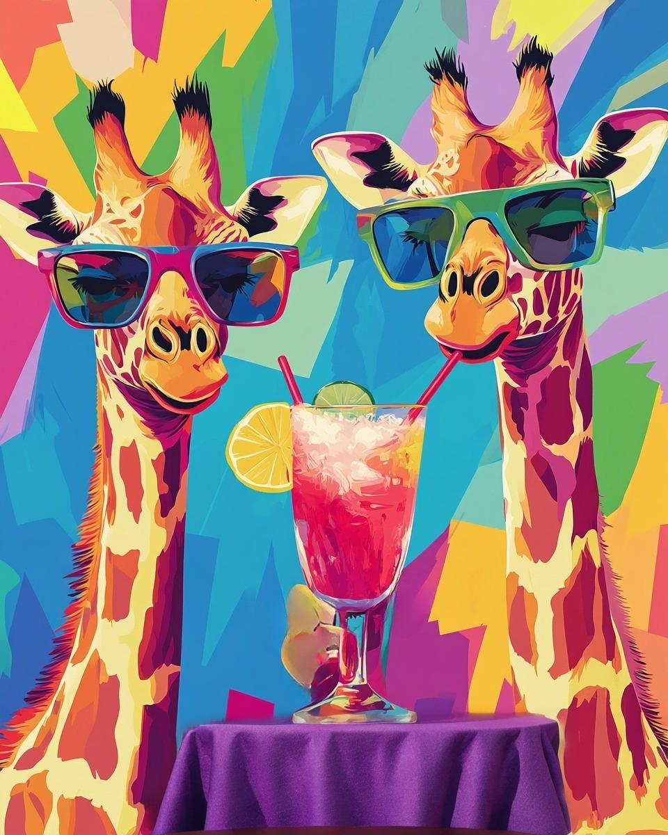 Tropical Drink Giraffes Diamond Art Kit