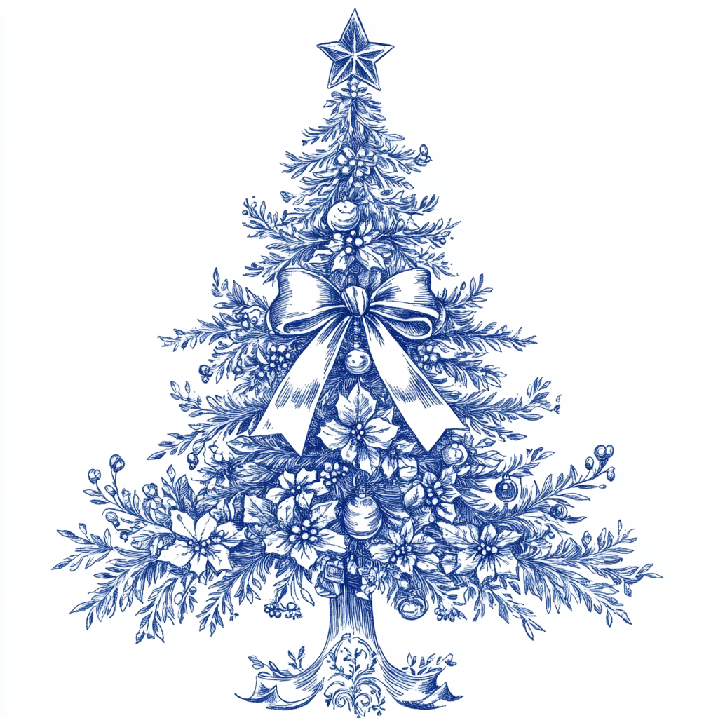 Blue Outline Christmas Tree Diamond Art Kit