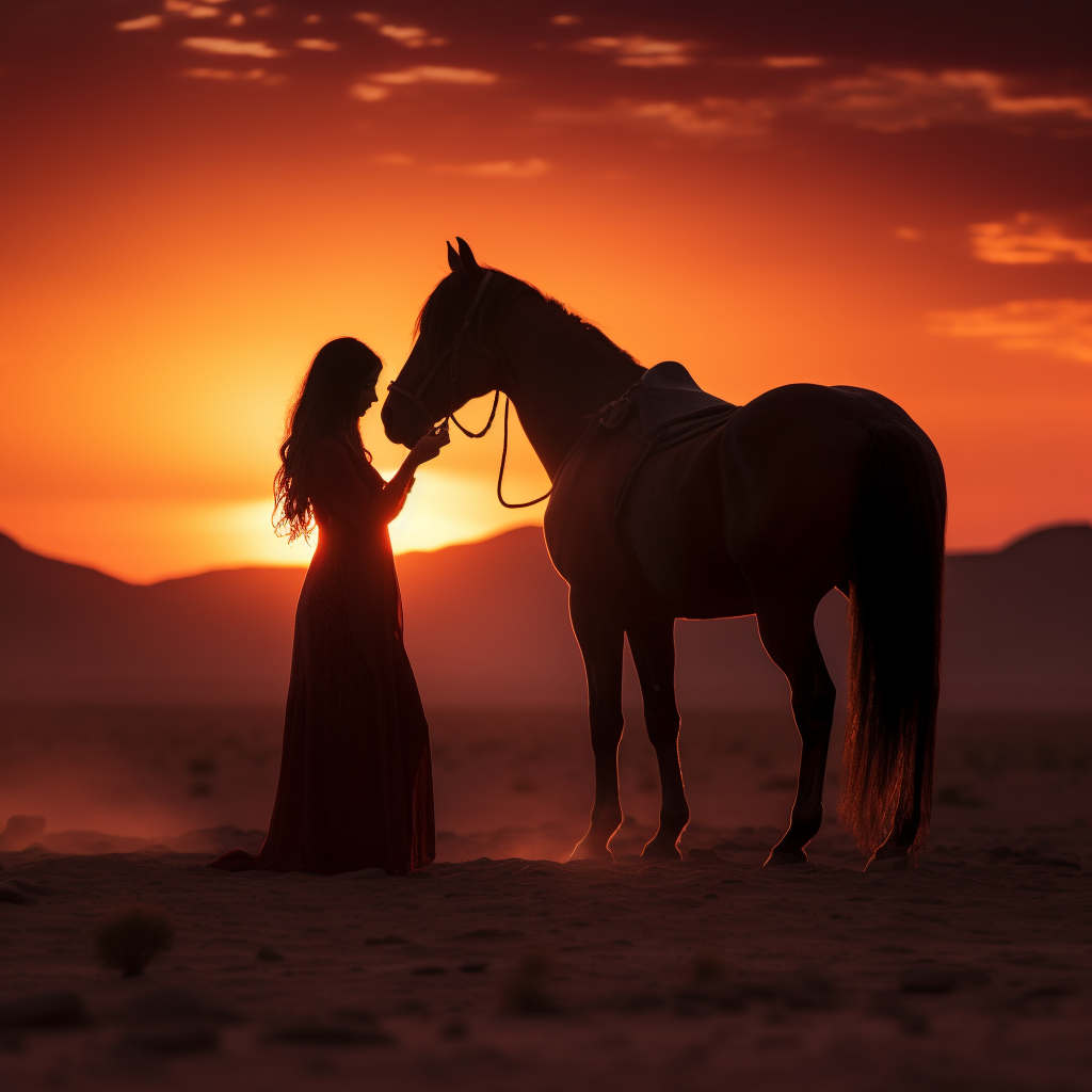 Girl Horse Sunset Diamond Art Kit