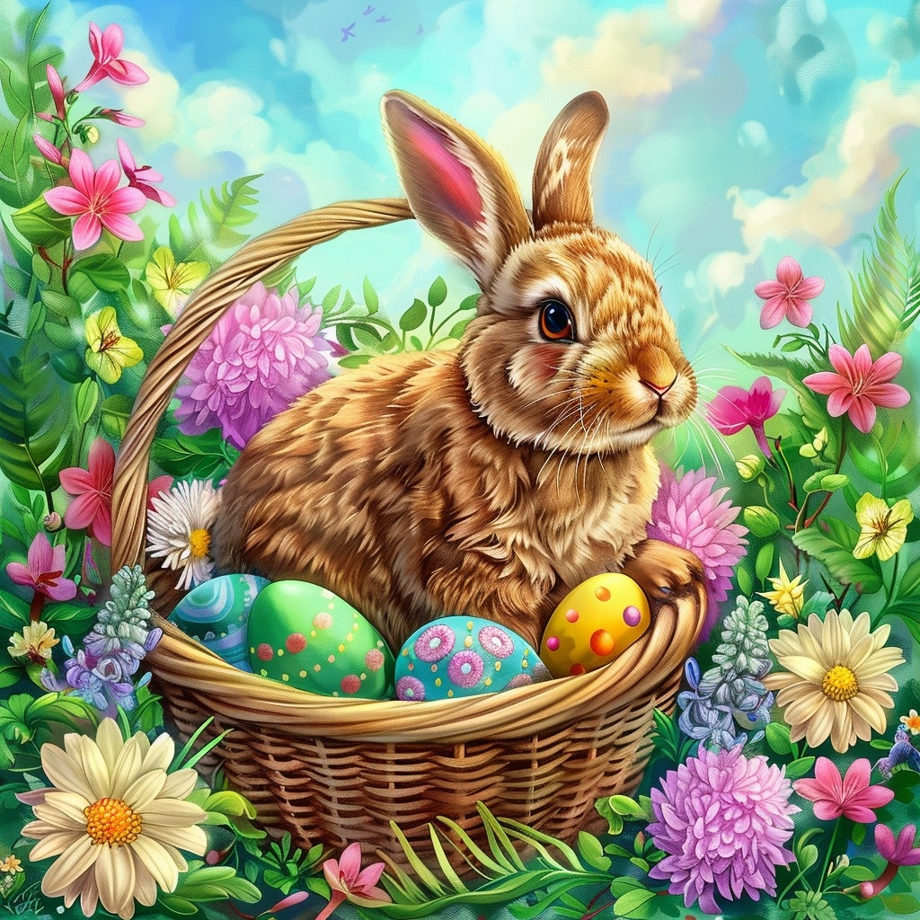Flower Garden Easter Basket Diamond Art Kit