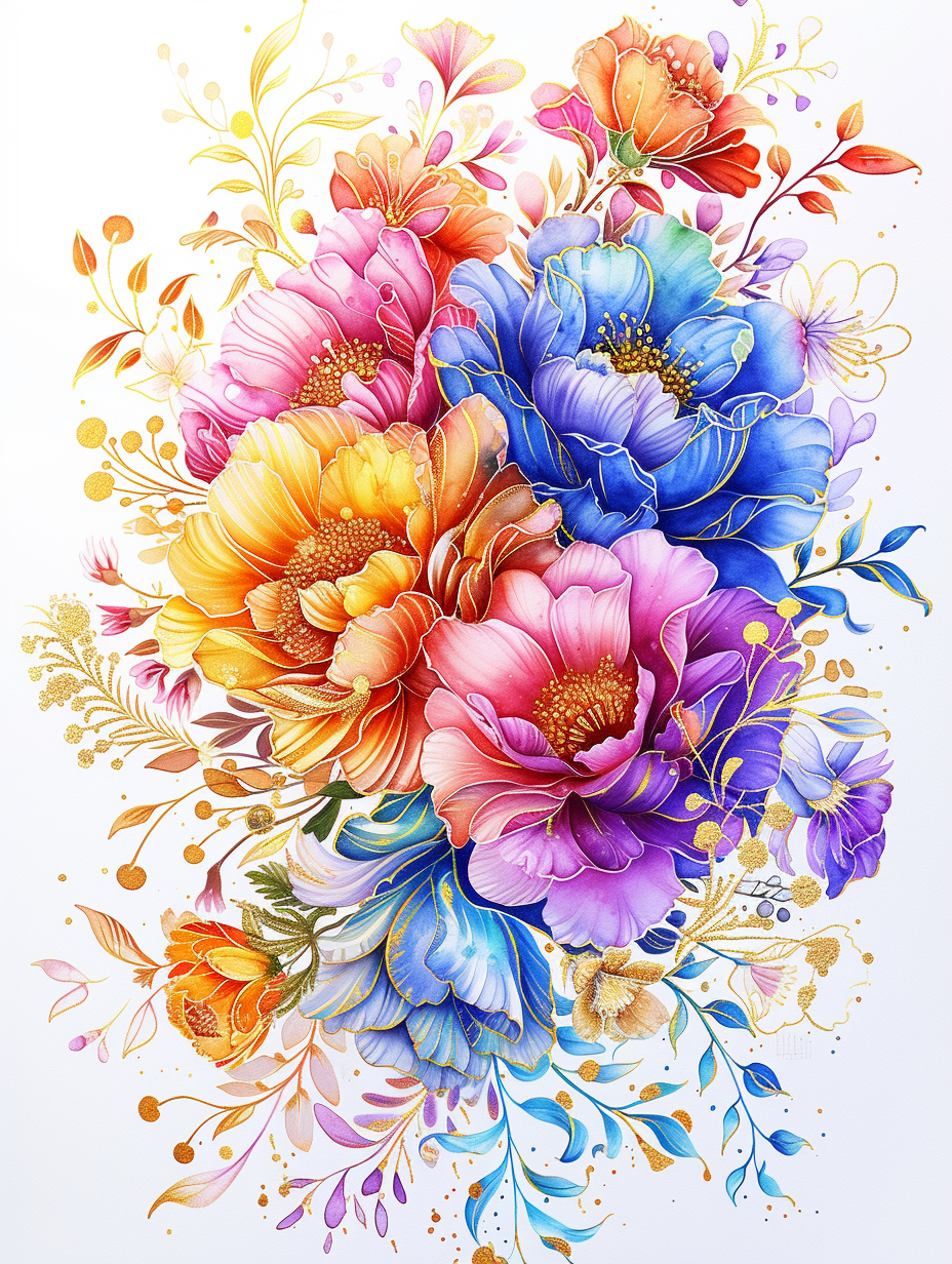 Rainbow Peonies Diamond Art Kit