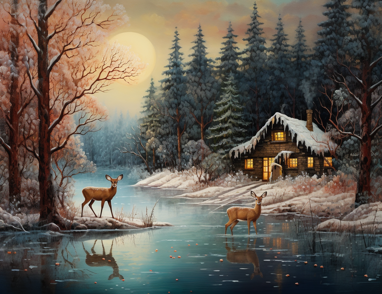Two Deerwood Cabin Diamond Art Kit