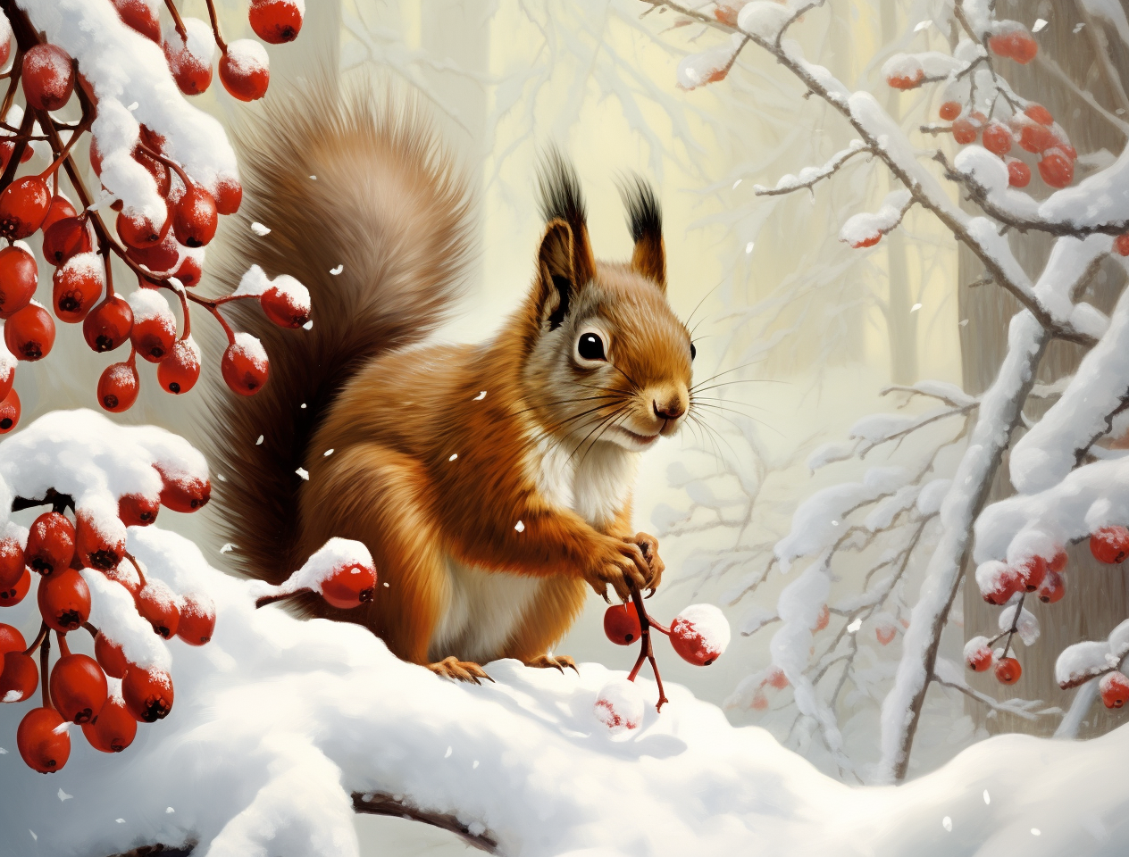 Sitting Snow Squirrel Diamond Art Kit