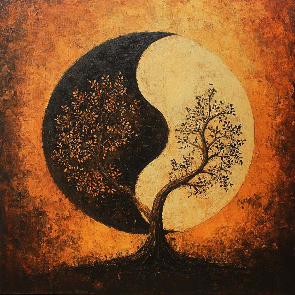 Neutral Color Yin Yang Tree Diamond Art Kit