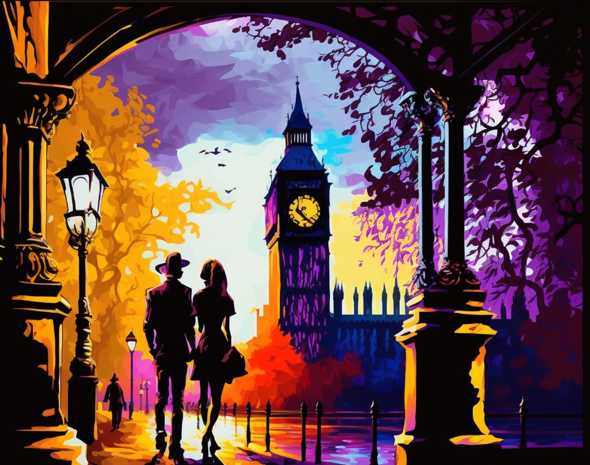 Colorful Man Woman London Diamond Art Kit