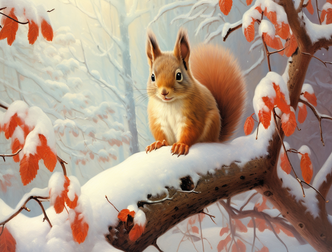 Orange Leaf Squirrel Diamond Art Kit