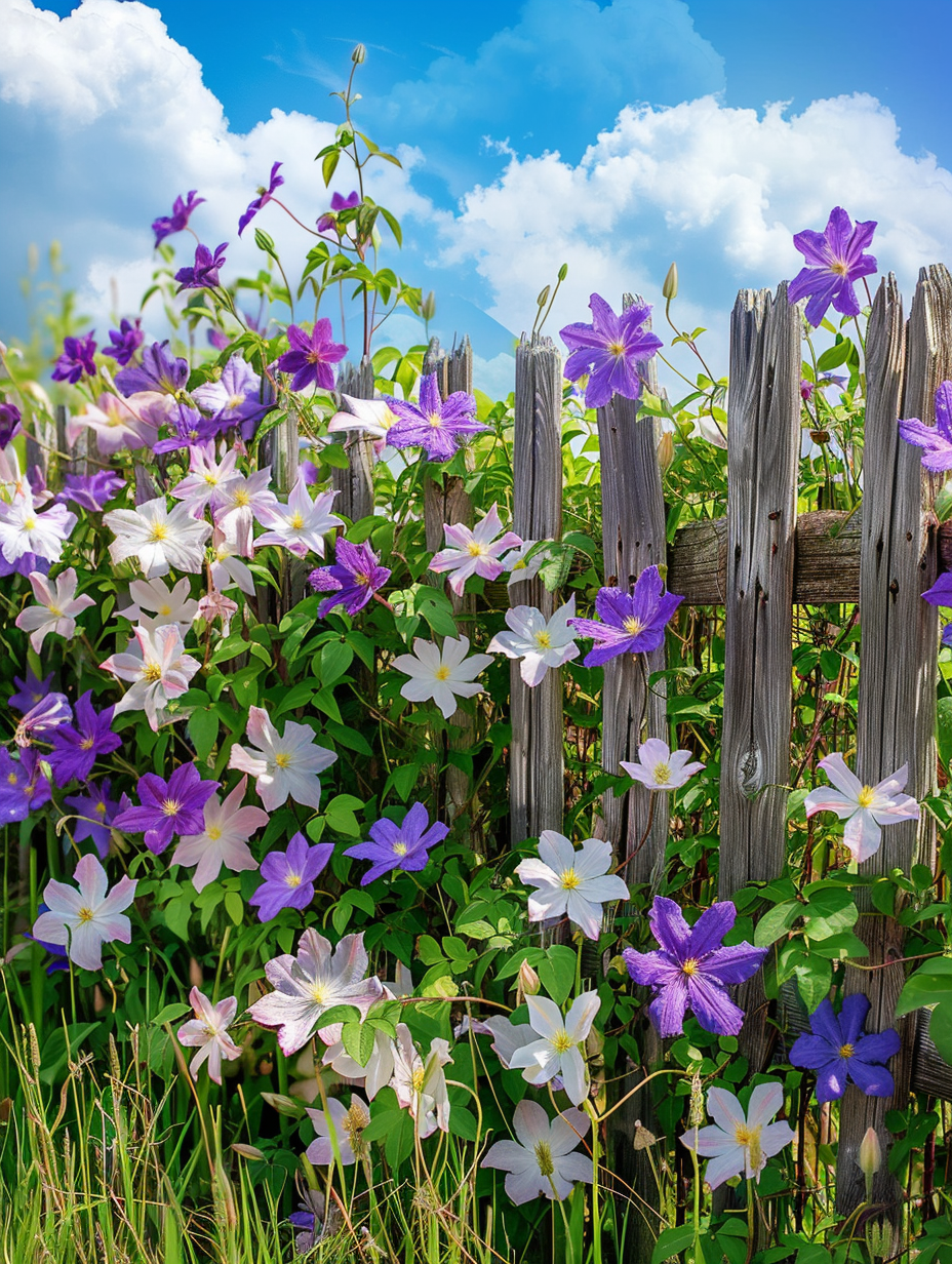 Purple White Flower Fence Diamond Art Kit