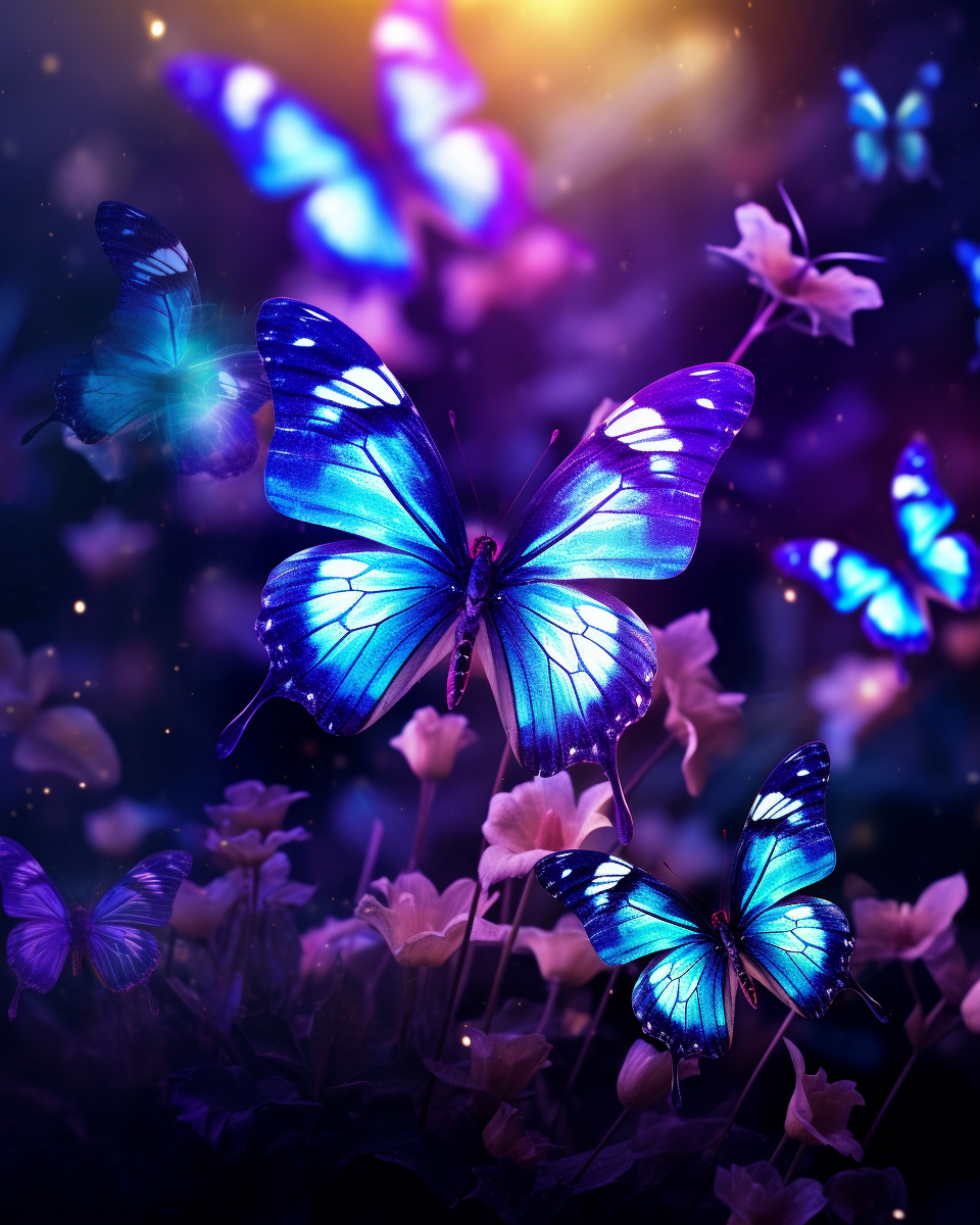 Glowing Blue Butterflies Diamond Art Kit