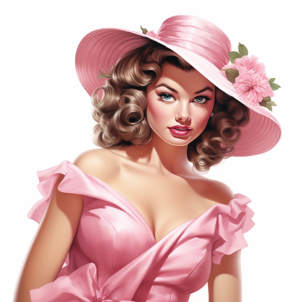 Pink Hat Andress Woman Diamond Art Kit
