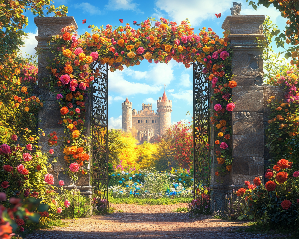 Climbing Roses Castle Gates Diamond Art Kit
